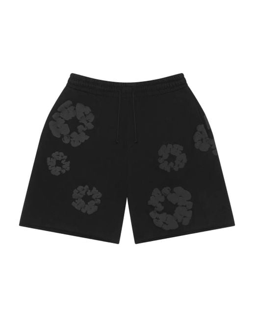 DENIM TEARS Black Mono Wreath Shorts for men