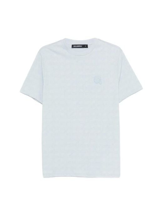 Karl Lagerfeld White Logo-Patterned T-Shirt for men
