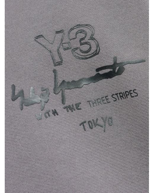 Y-3 Gray Hoodie mit Logo-Print