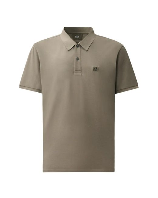 C P Company Gray Logo-Patch Polo Shirt for men