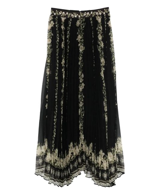 Alice + Olivia Katz Geplooide Maxi-Rok Met Bloemenprint in het Black