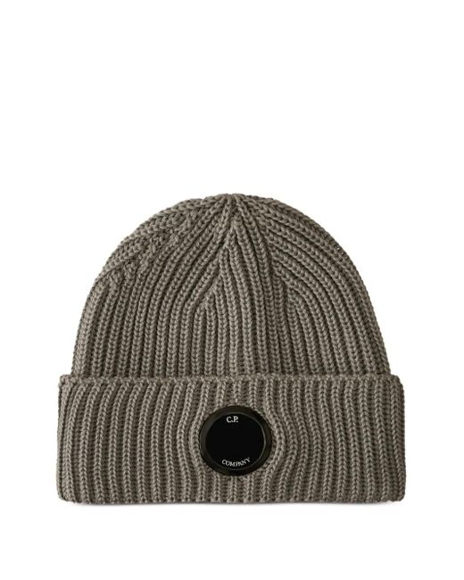 C P Company Gerippte Beanie Mit Linsen-Detail in Brown für Herren