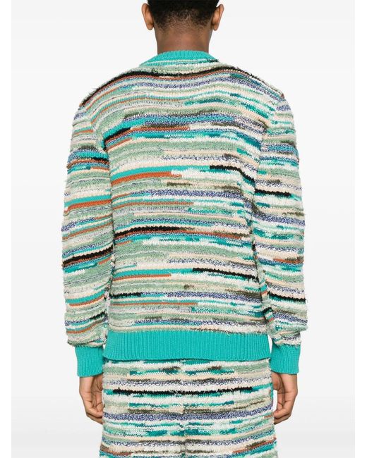 Alanui Blue Madurai Striped Cotton-Blend Sweater for men