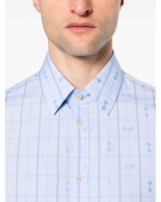 Camisa con detalle Horsebit Gucci de hombre de color Blue