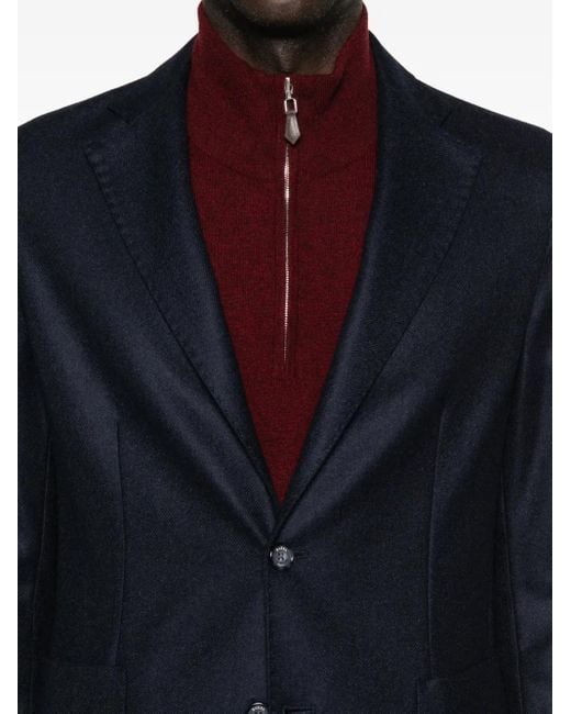 Barba Napoli Blue Single-Breasted Blazer for men