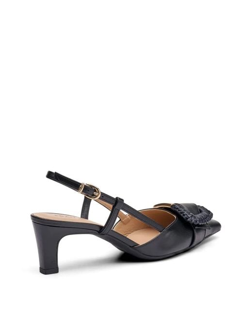 Frau White Buckle-Detail Leather Pumps