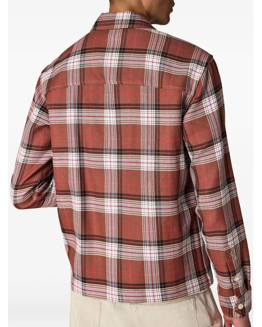 Paul Smith Red Zip-Up Checked Shirt for men