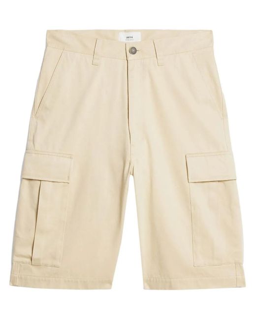 AMI Natural Cargo Shorts With Relaxed Fit for men