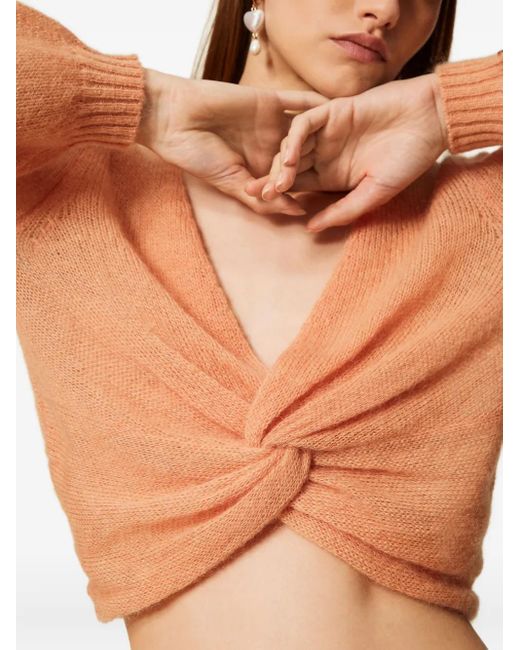 Twinset Pink Pull À Détail Torsadé