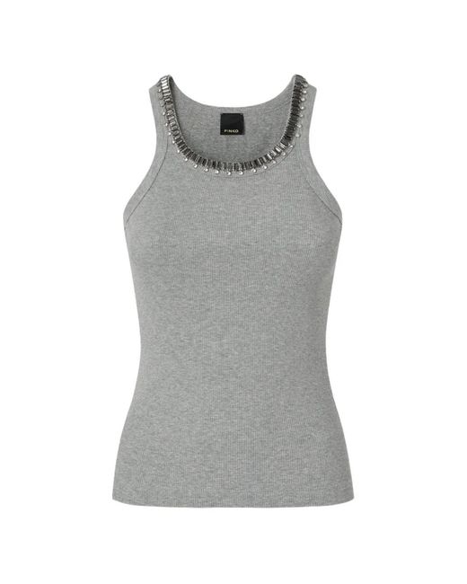 Pinko Gray Redbull Embellished Tank Top
