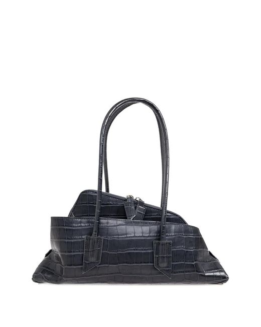 The Attico Blue La Passeggiata Small Crocodile-Effect Tote Bag