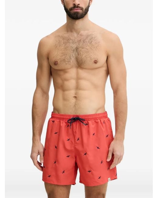 Aeronautica Militare Embroidered-Logo Drawstring Swim Shorts for men