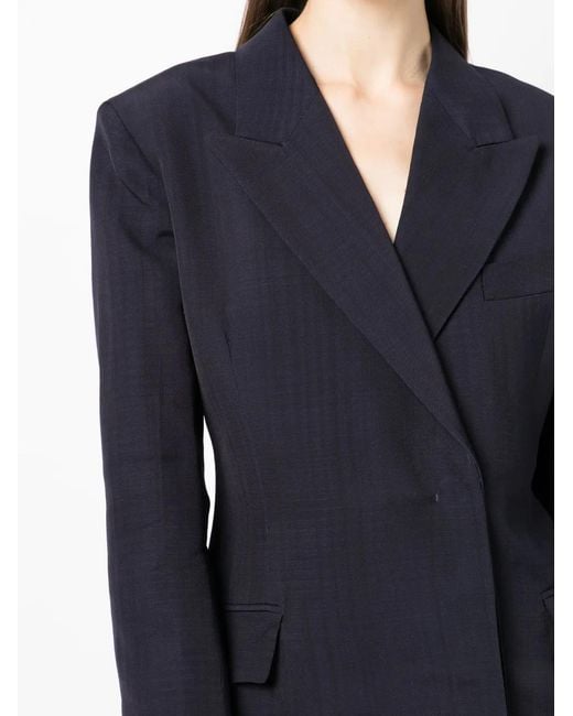 Victoria Beckham Blue Patch-Pocket Cropped Shirt