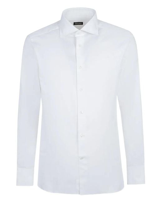 Camisa de algodón de manga larga Zegna de hombre de color White