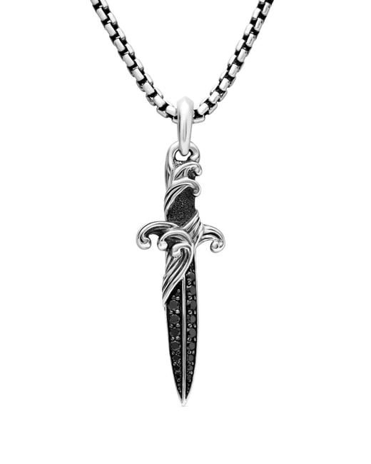 David Yurman Multicolor Sterling Waves Dagger Diamond Amulet (43.8Mm) for men