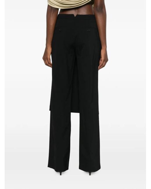 LE SULLY STUDIO Black Layered-Panel Tailored Trousers