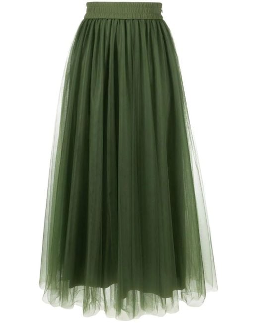Fabiana Filippi Green High-Waist Tulle Midi Skirt