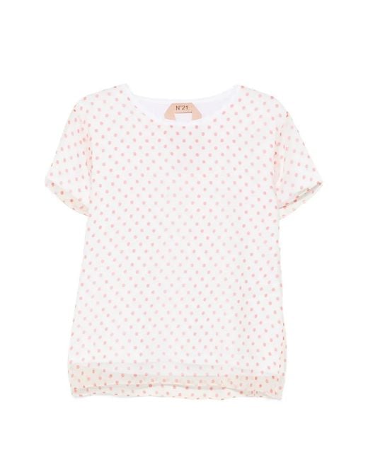 N°21 Pink Polka-Dot Sheer T-Shirt