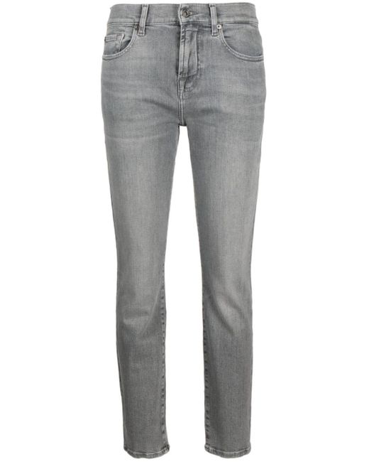 7 For All Mankind Gray Skinny-Jeans mit hohem Bund
