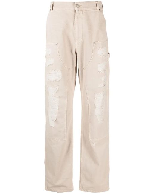 1017 ALYX 9SM Natural Destroyed Canvas Ripped Carpenter Trousers