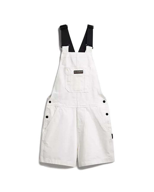 Napapijri White Cotton Dungarees