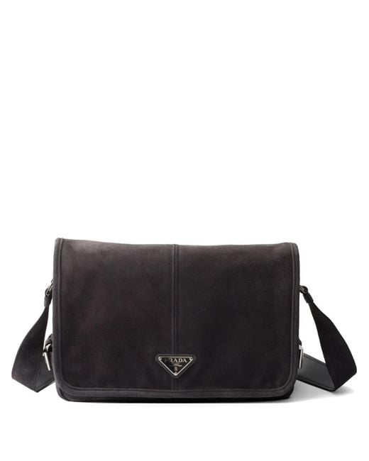 Prada Black Suede Shoulder Bag for men