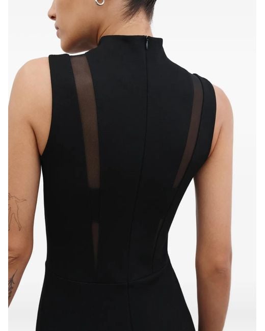 MARCELLA Black Amelia Mesh-Panel Dress