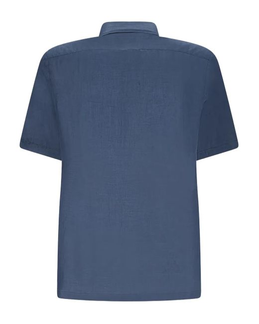 PT Torino Blue Patch-Pocket Short-Sleeve Shirt for men