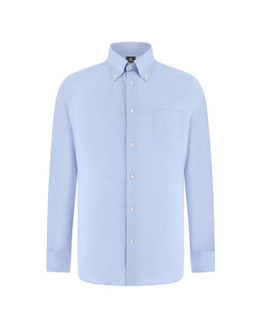 Boggi Blue Boston Collar Checked Shirt for men