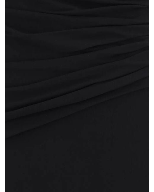 Alexander McQueen Black Asymmetrische Robe Aus Strukturiertem Jersey Mit Raffungen Und Kristallen