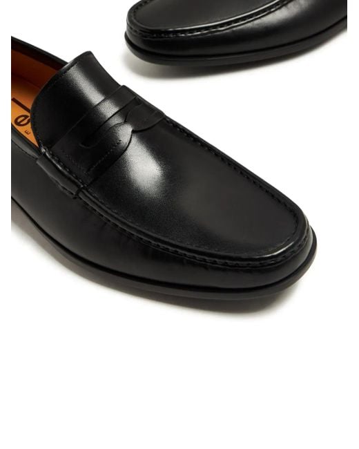Magnanni Shoes Black Penny-Slot Leather Loafers for men