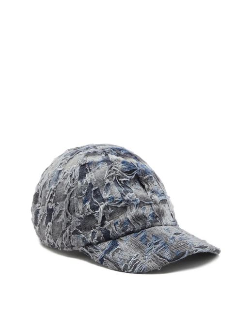 DIESEL Gray Destroyed-Denim Baseball Cap for men