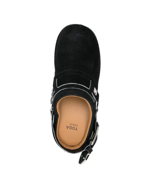Toga Virilis Black Mules En Cuir À Détail De Boucle for men