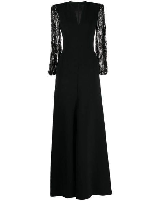 Jenny Packham Black The Swan Crystal-embellished Gown