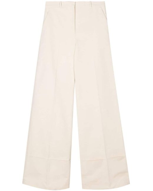 Del Core White Wide-leg Cotton Trousers