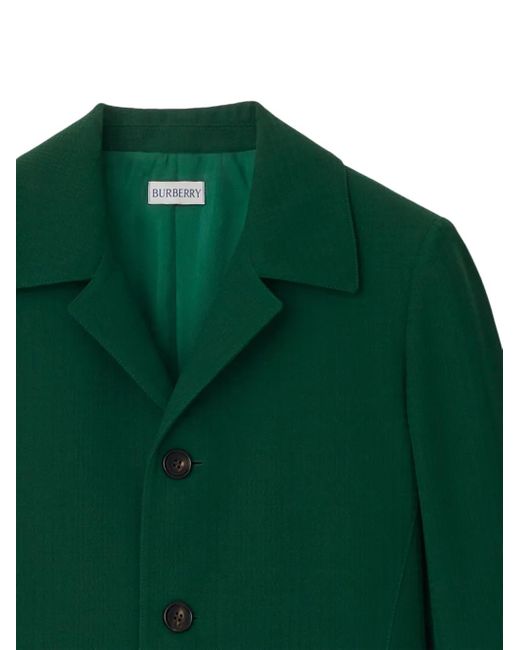 Burberry Green Single-Breasted Wool Coat