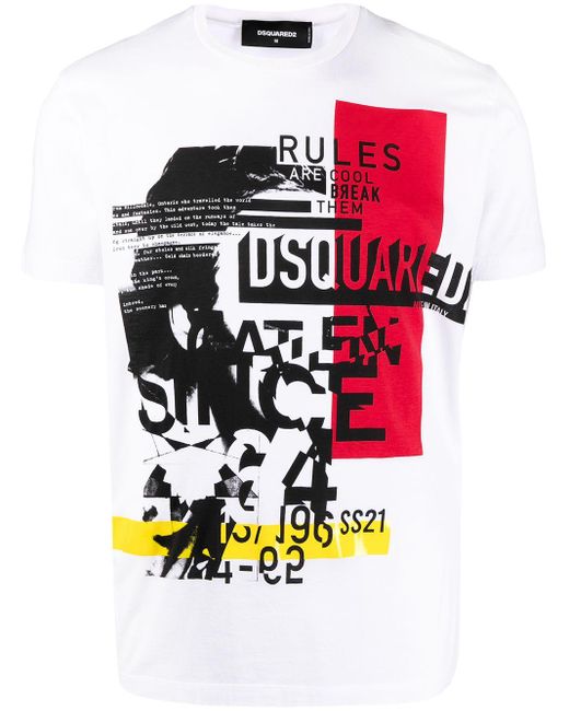 DSquared² White Graphic-print T-shirt for men