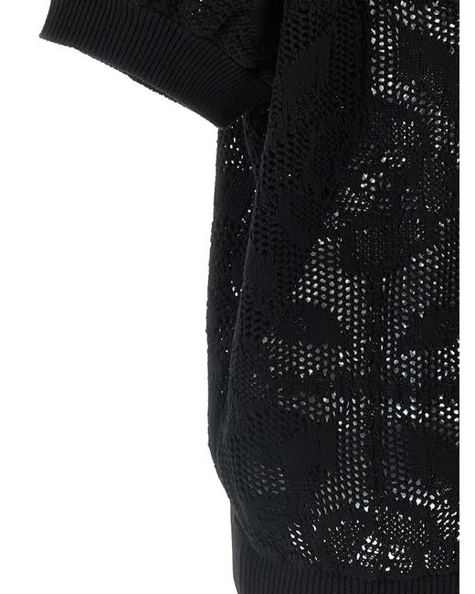 Nude Black Openwork Cotton Sweater