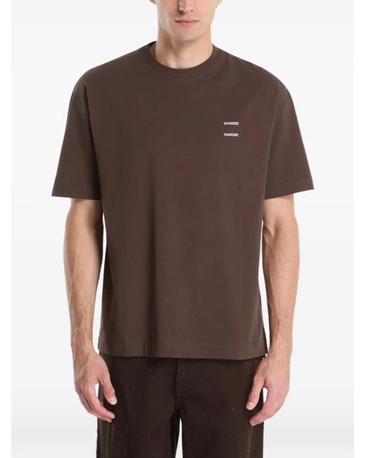 Samsøe & Samsøe Brown Joel Logo-Print T-Shirt for men