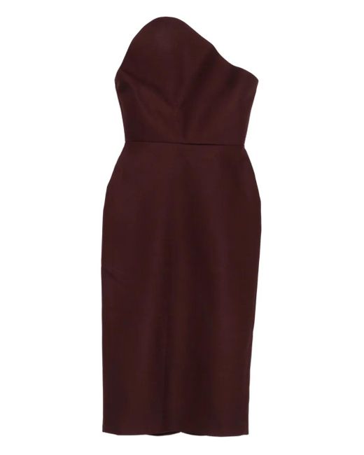 David Koma Strapless Midi-Jurk Met Asymmetrische Hals in het Purple