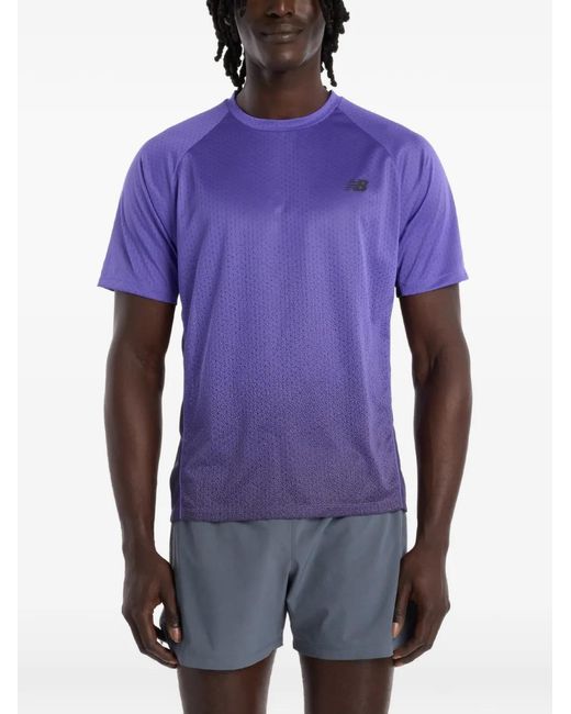 New Balance Purple Logo-Print T-Shirt for men