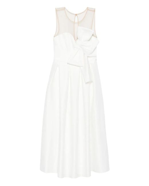 Nissa White Midikleid mit Schleifendetail