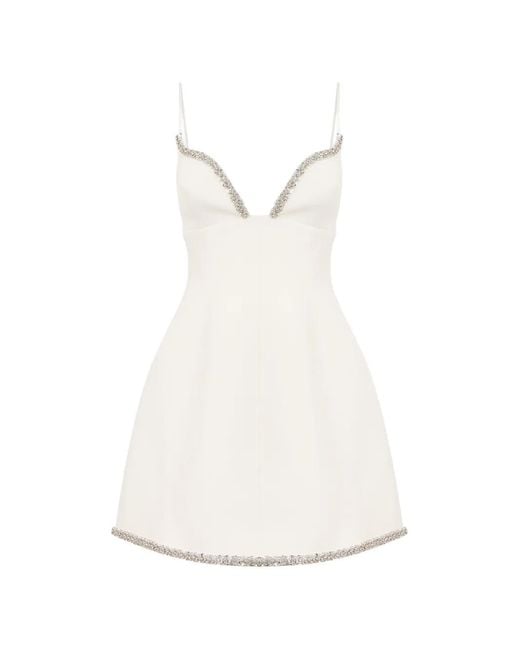 Acler White Cranston Embellished V-Neck Mini Dress