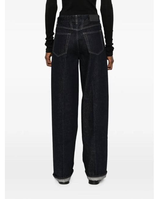 Closed Blue Nikka Logo-Patch Wide-Leg Jeans
