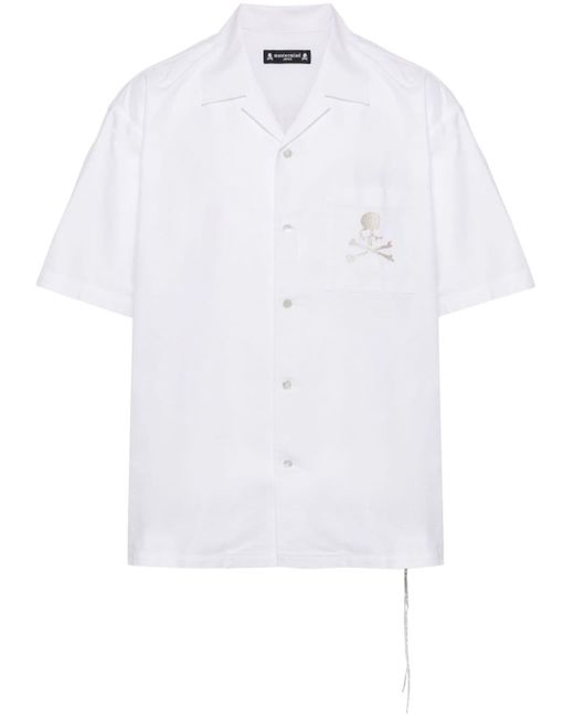 Mastermind Japan White Skull-embroidered Cotton Shirt for men