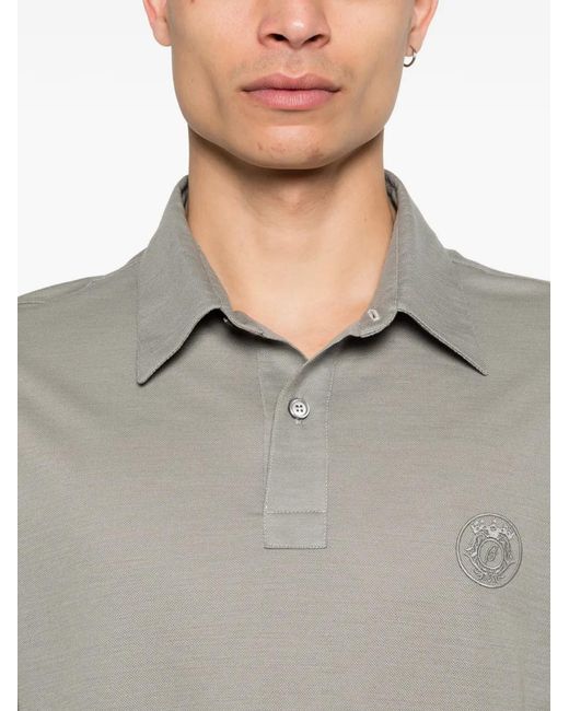 Brioni Gray Logo-Embroidered Polo Shirt for men