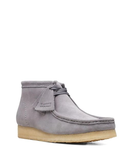 Clarks Gray Wallabee Round-Toe Boots for men