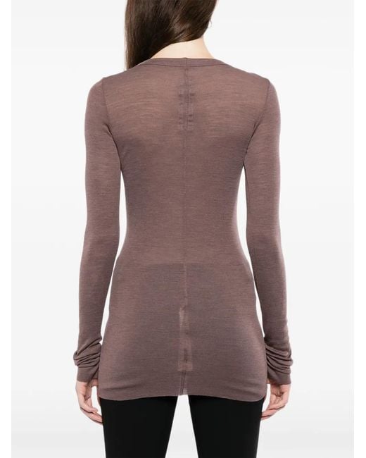Rick Owens Purple Ribbed Long-Sleeves T-Shirt