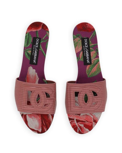 Dolce & Gabbana Dg Slippers Met Hagedissenhuid-effect in het Pink