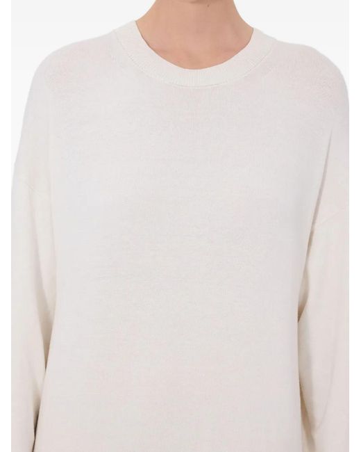 Loulou de Saison Lucy Gebreide Maxi-Jurk Met Lange Mouwen in het White